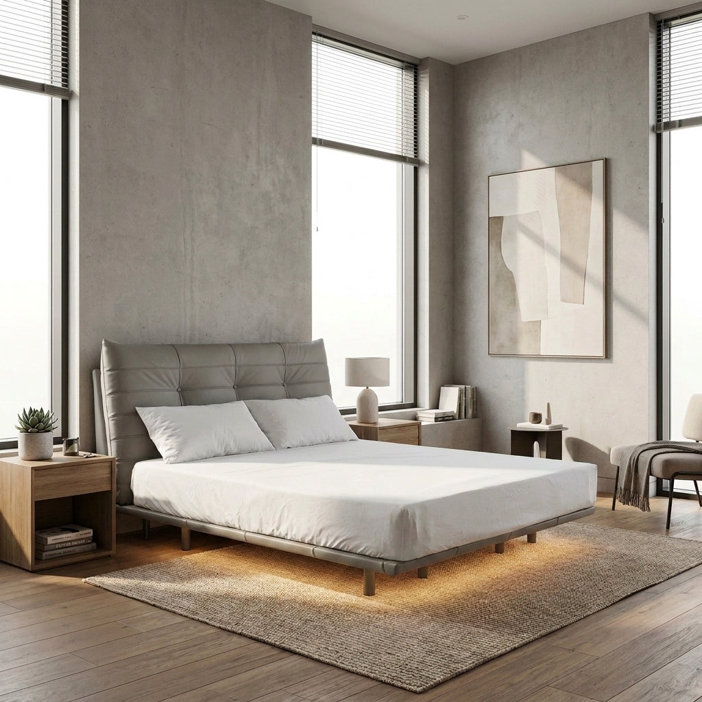 Americana BD0106 Floating Bed Frame | Sensor Light | Full Leather | Pet Friendly Fabric & Leather | Queen & King Size