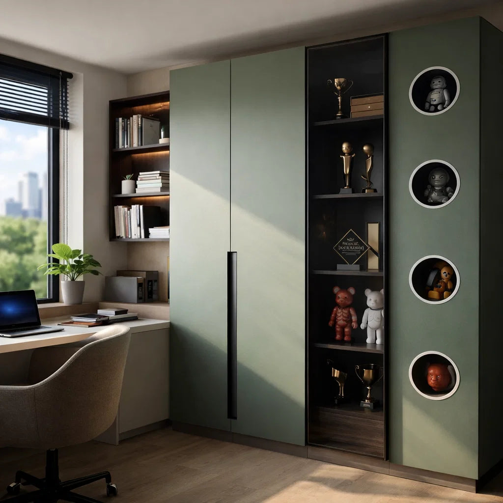 Americana (BK-10) Custom Full Height Bookshelf with Featured Swing Doors