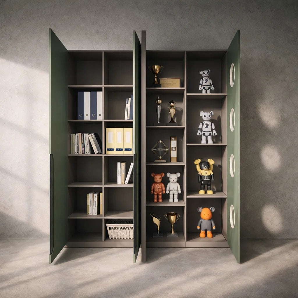 Americana (BK-10) Custom Full Height Bookshelf with Featured Swing Doors
