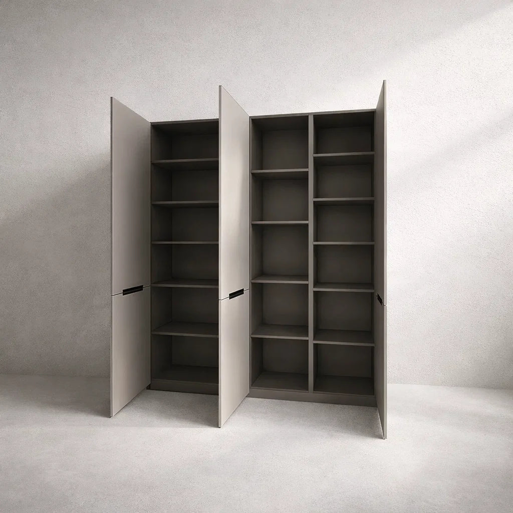 Americana (BK-13) Custom Full Height Bookshelf with Swing Doors and Open Shelves