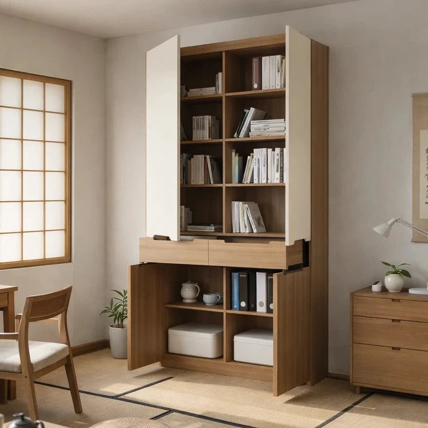 Americana (BK-2) Custom Full Height Bookshelf with Swing Door and Drawers