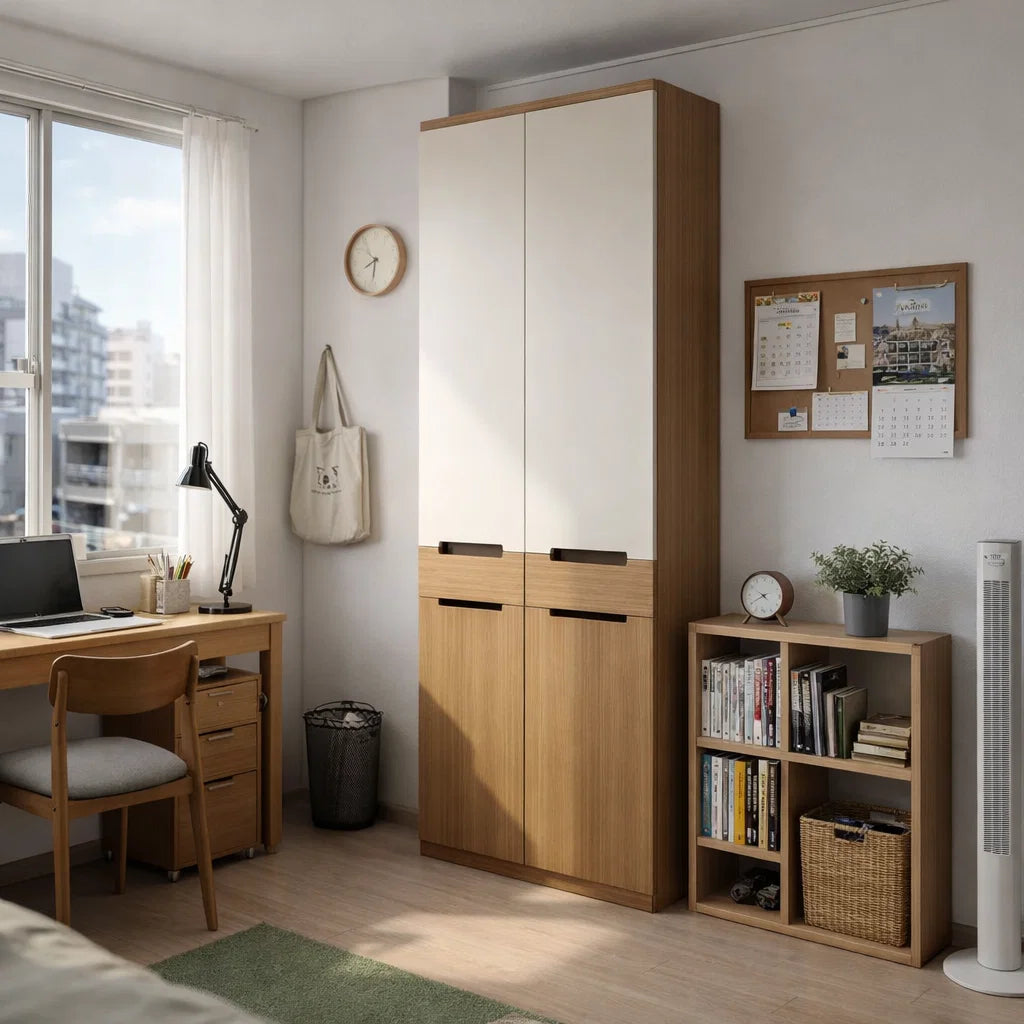Americana (BK-2) Custom Full Height Bookshelf with Swing Door and Drawers