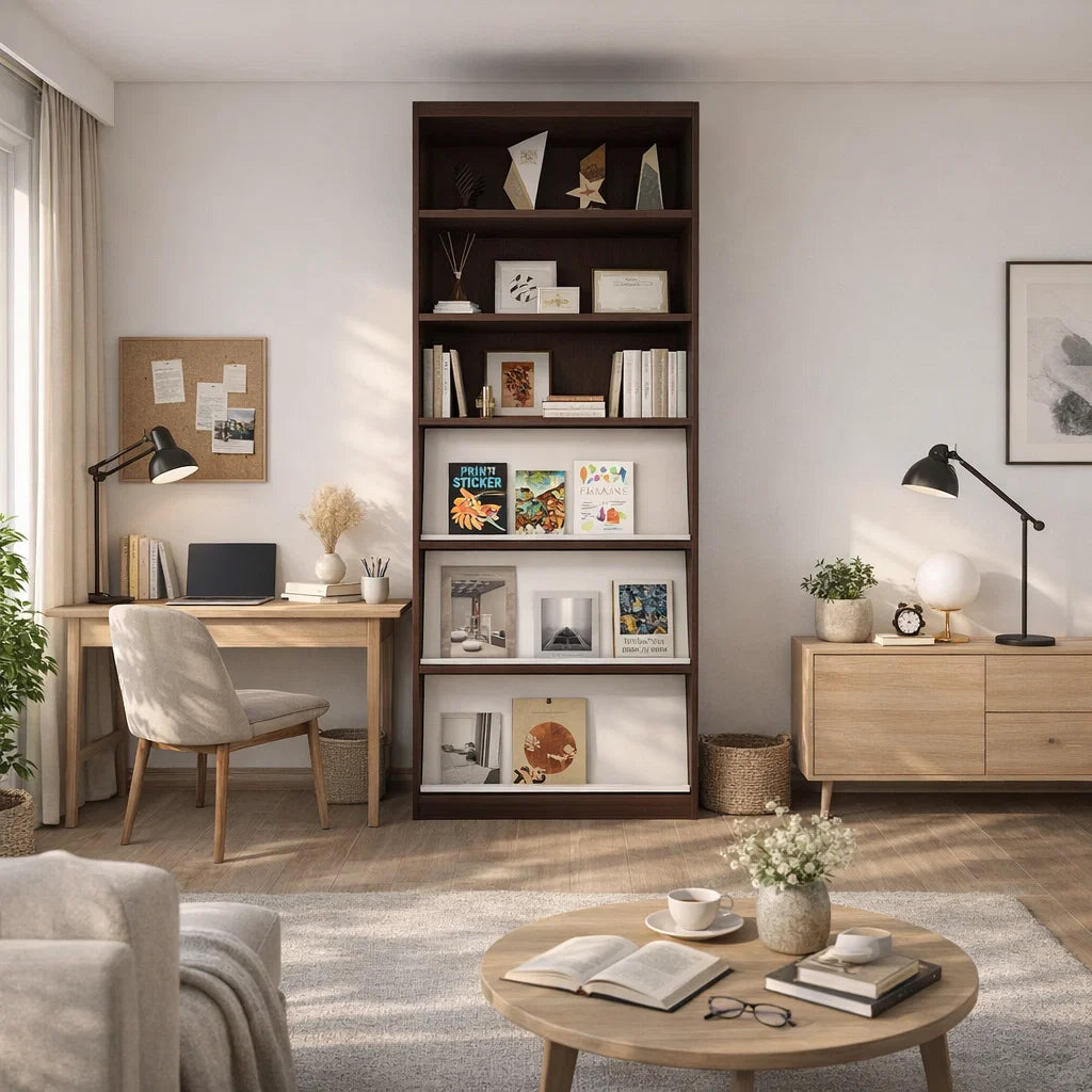 Americana (BK-3) Custom Full Height Bookshelf  with Flip-up Pocket Doors
