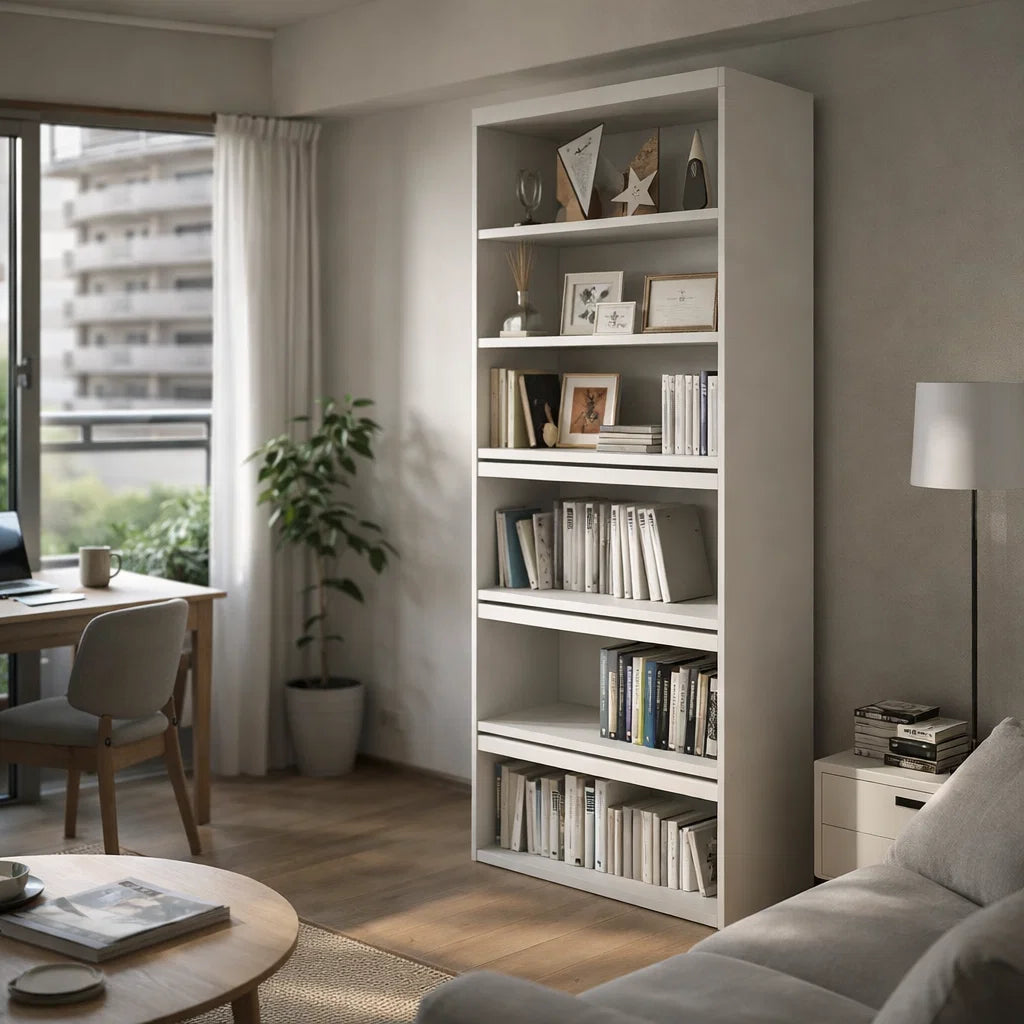 Americana (BK-3) Custom Full Height Bookshelf  with Flip-up Pocket Doors