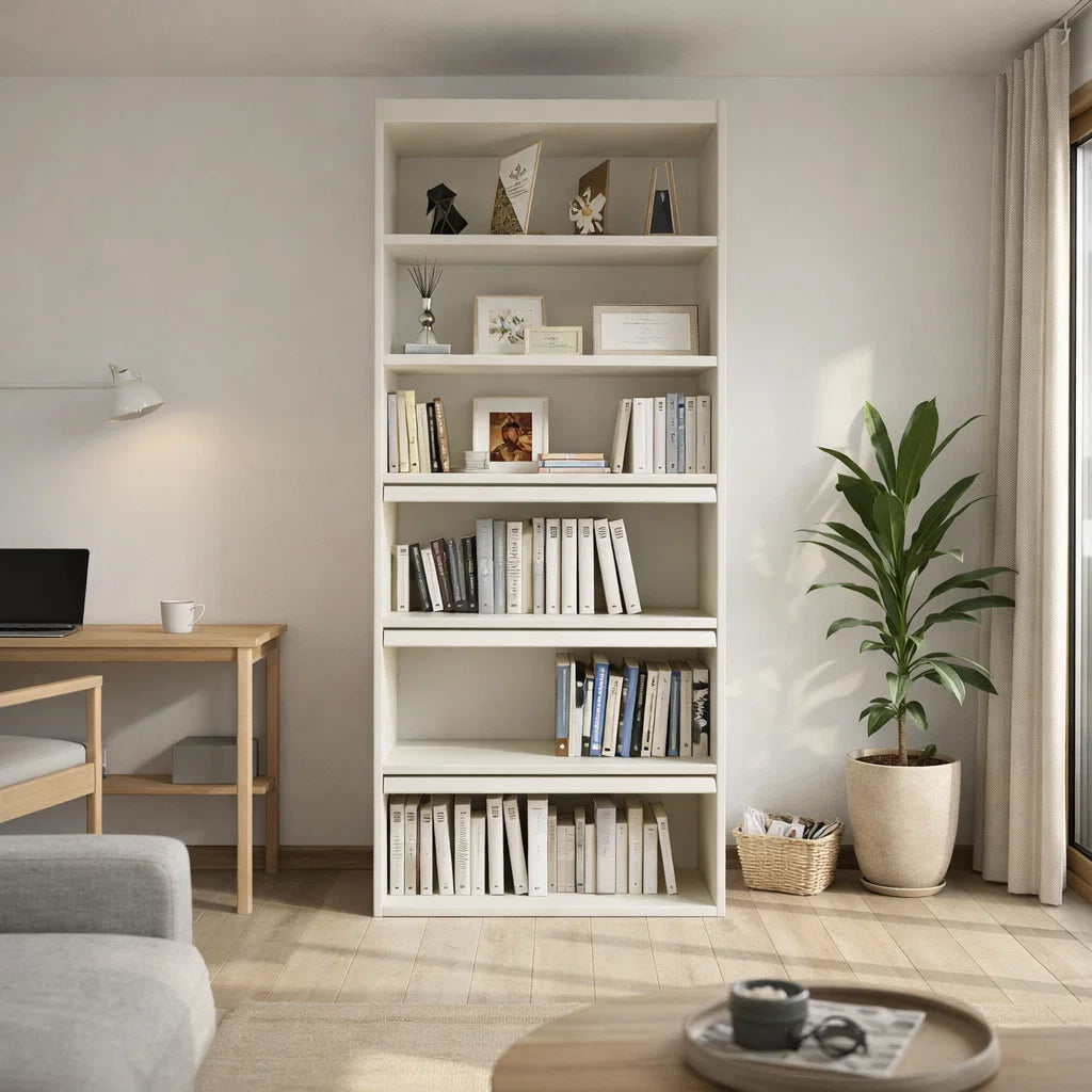 Americana (BK-3) Custom Full Height Bookshelf  with Flip-up Pocket Doors