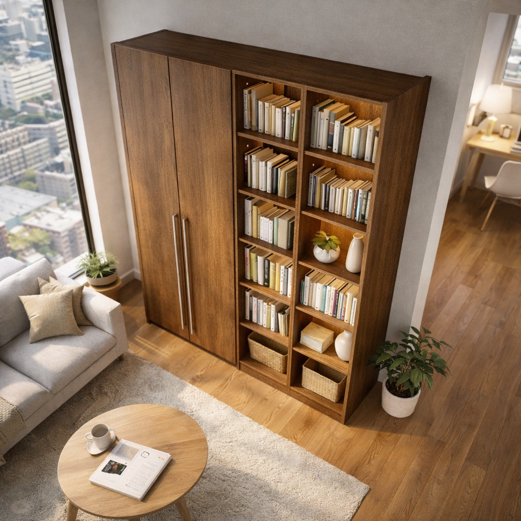 Americana (BK-6) Custom Full Height Bookshelf  with Swing Doors and Open Shelves