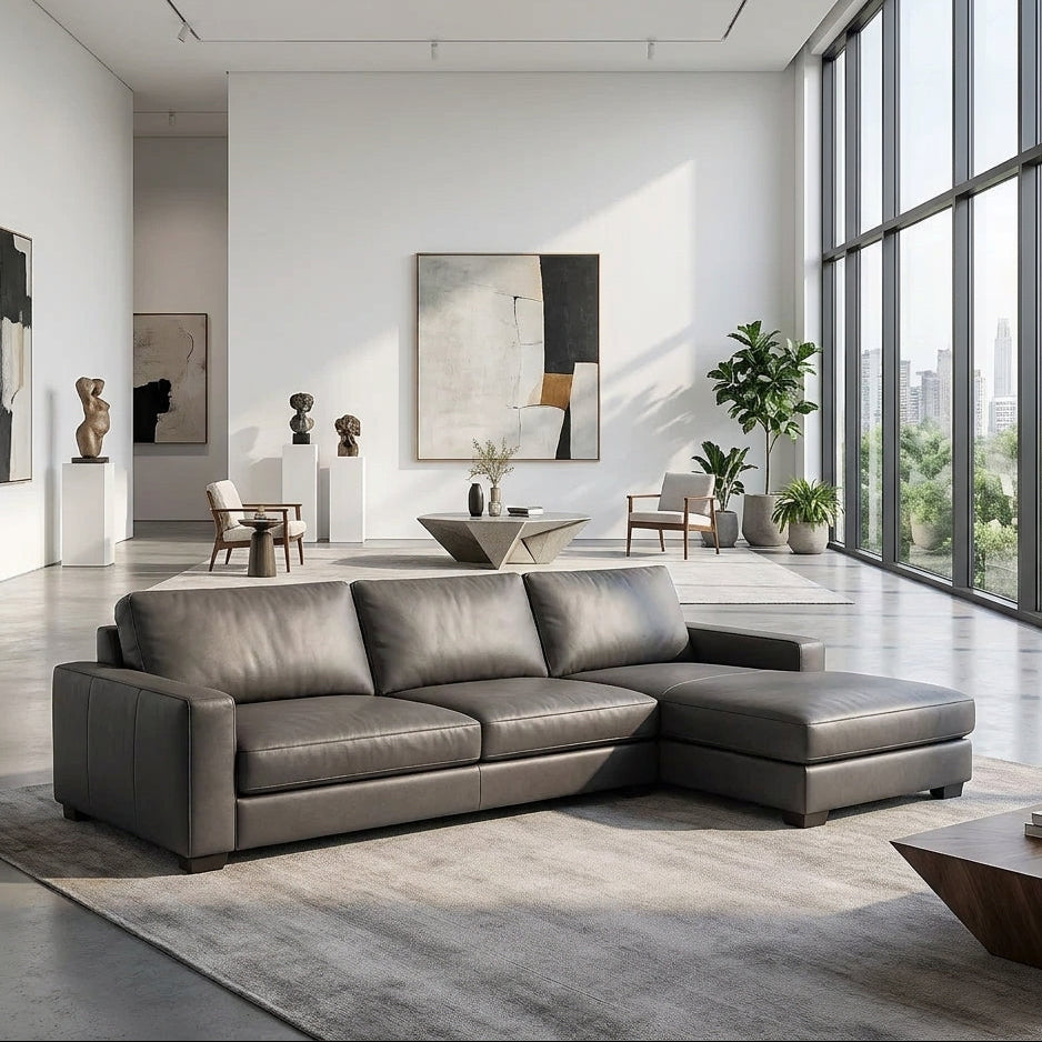 Americana MB0614 Custom Modular L-Shape Sofa Length 2.97m | Full Leather - Top Grain