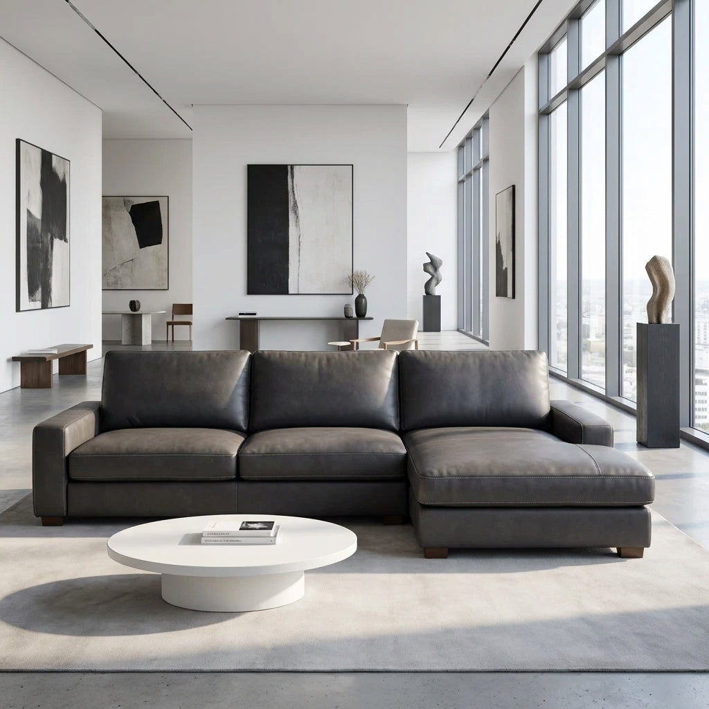 Americana MB0614 Custom Modular L-Shape Sofa Length 2.97m | Full Leather - Top Grain