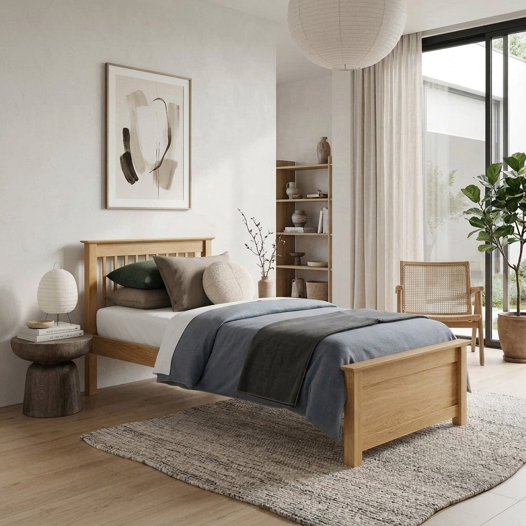 Americana Solid Wood Bed | Super Single | With Pull-Out Storage