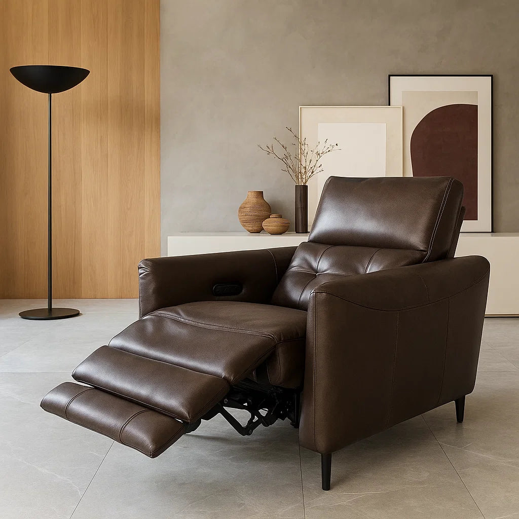 Americana 1-Seater (RN0941) Brown (A900) Zero Wall Full Top Grain Leather Electric Recliner Sofa