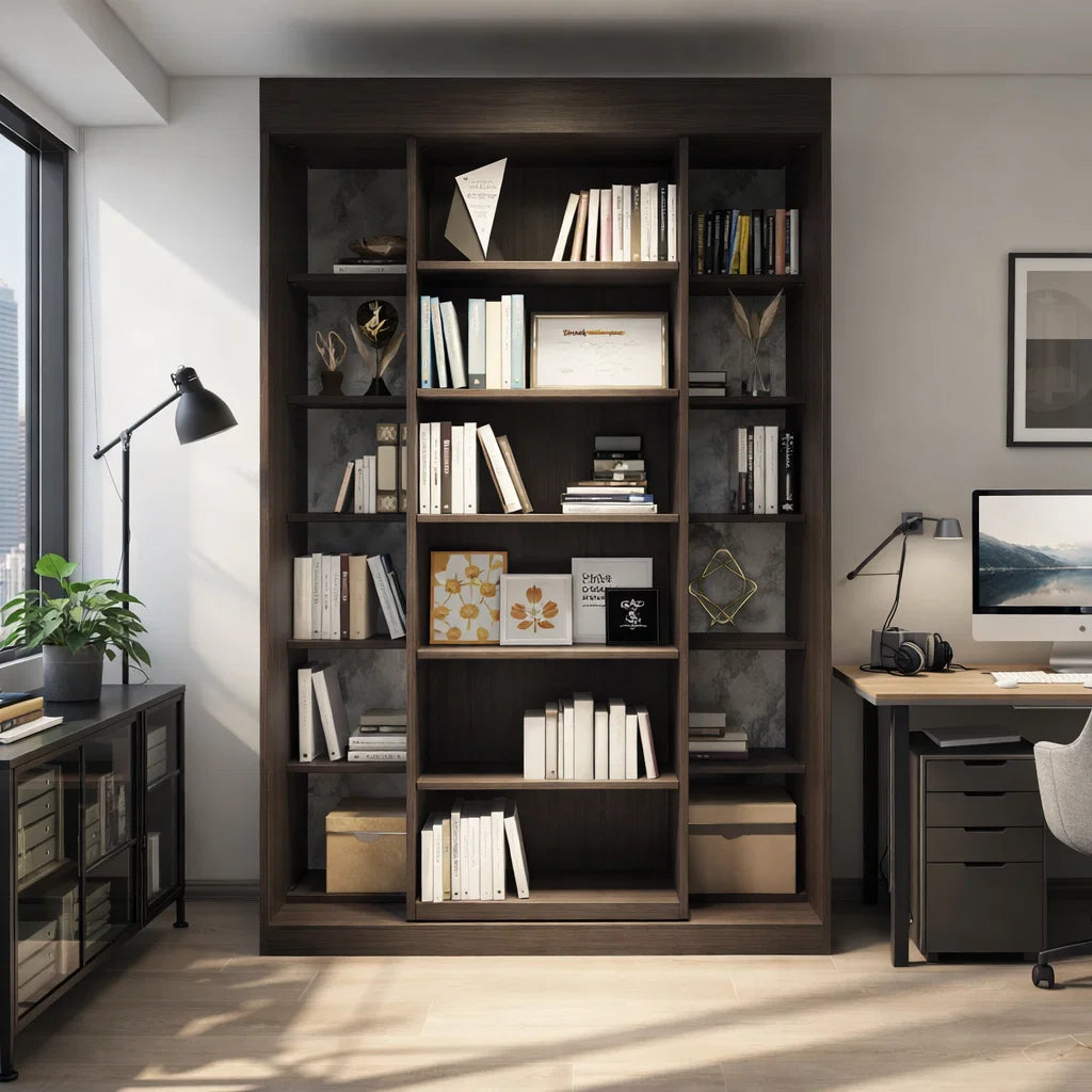 Americana (BK-1) Custom Full Height Bookshelf  with Sliding Open Compartments