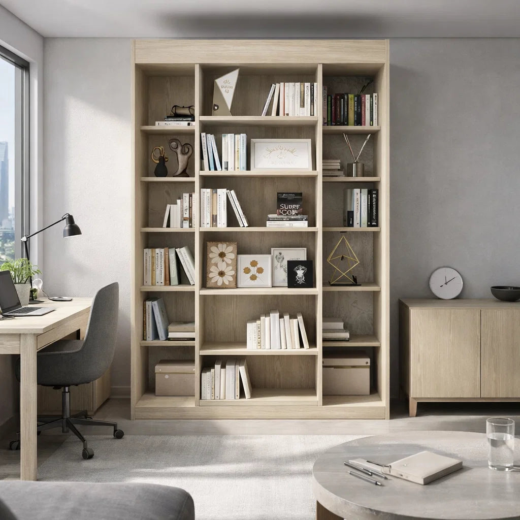 Americana (BK-1) Custom Full Height Bookshelf  with Sliding Open Compartments