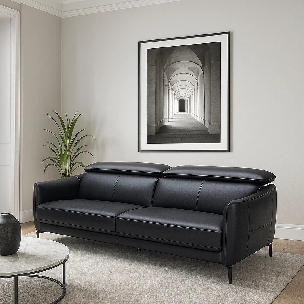 Americana 3 Seater (MB0672) Length 1.95m Full Top Grain Leather Sofa Italian Minimalist