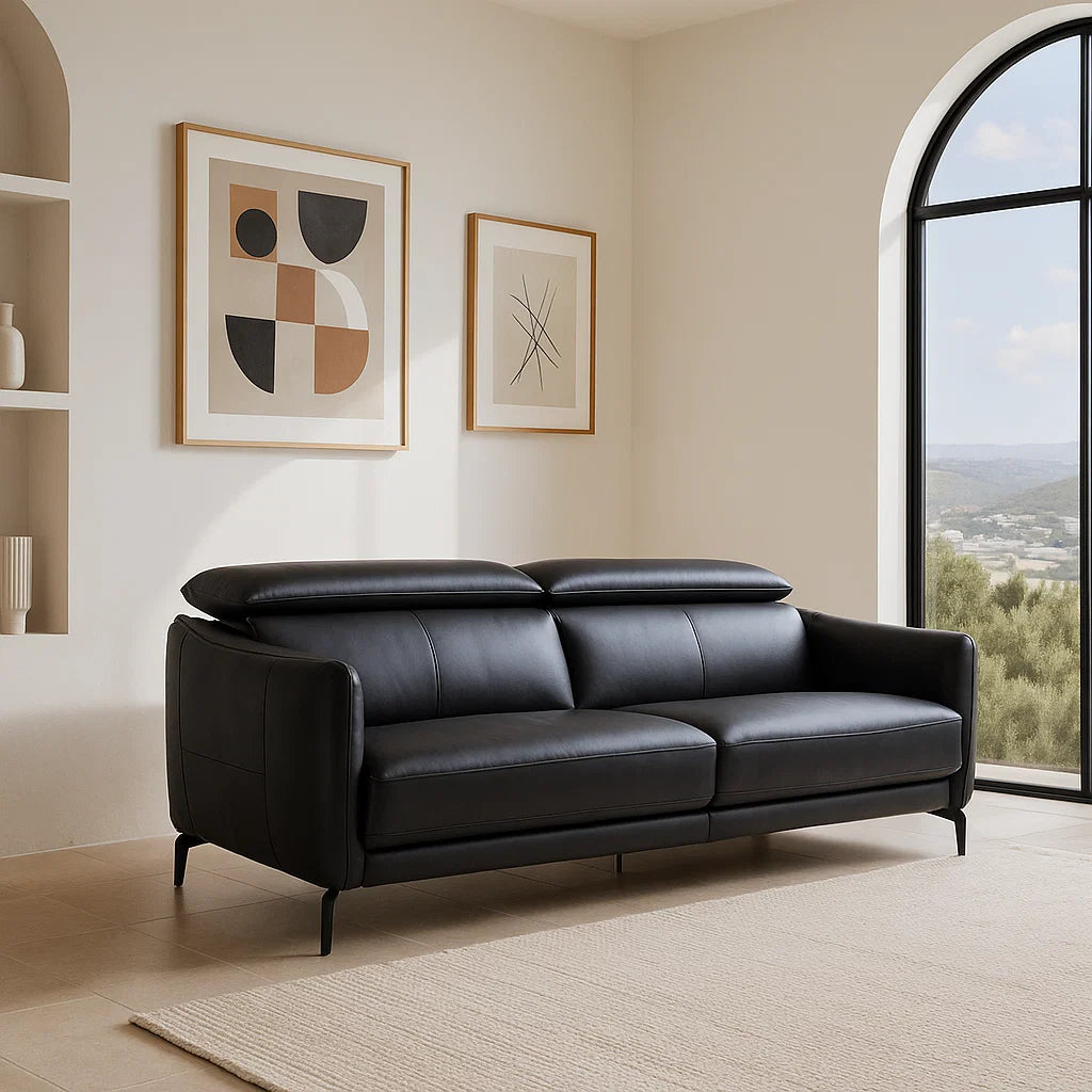 Americana 3 Seater (MB0672) Length 1.95m Full Top Grain Leather Sofa Italian Minimalist