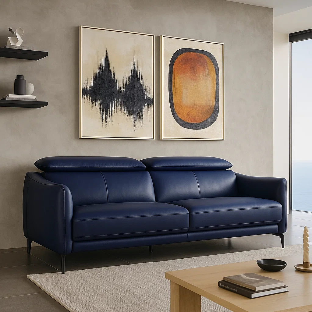Americana 3 Seater (MB0672) Length 1.95m Full Top Grain Leather Sofa Italian Minimalist