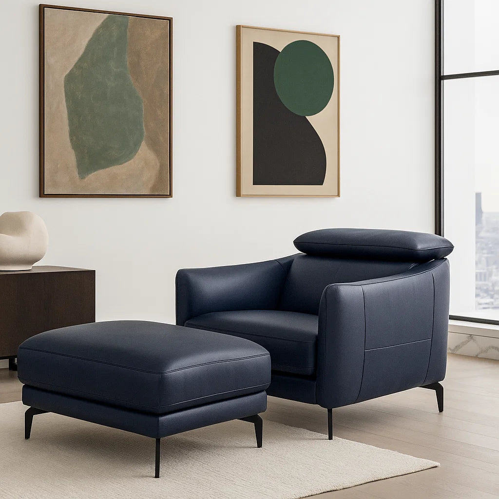 Americana 3 Seater (MB0672) Length 1.95m Full Top Grain Leather Sofa Italian Minimalist