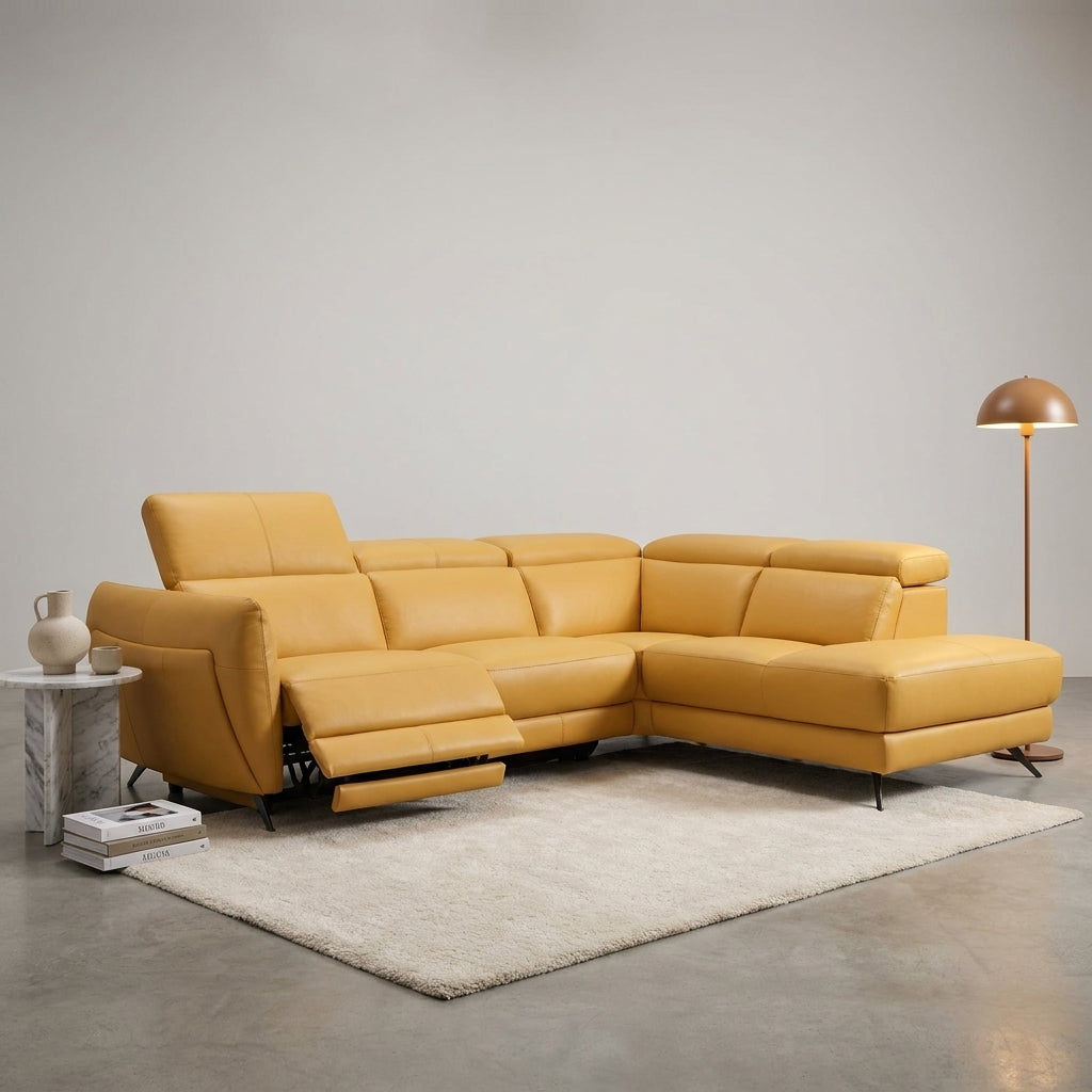 Americana RN0931 Custom Modular Wall Hugging Sectional Electric Recliner Sofa | Full Leather - Top Grain