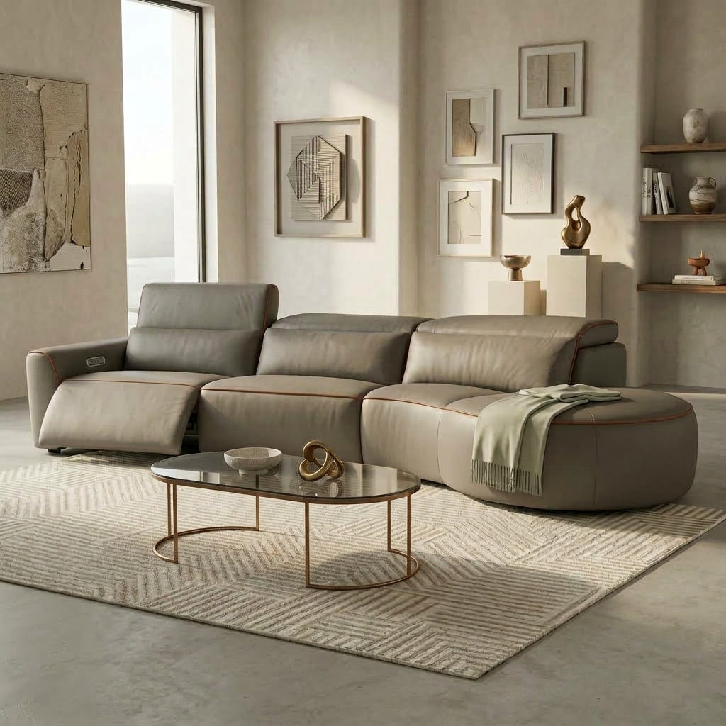 Americana RN8809 Custom Modular Electric Recliner Sofa | Wall Hugging | Full Leather - Top Grain