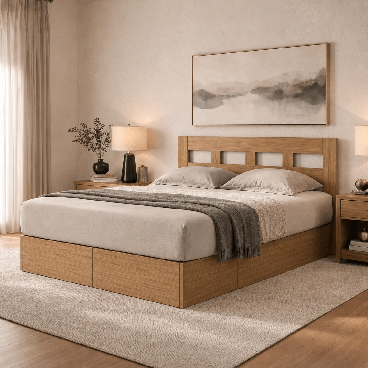 Ashton 6-Drawer Solid Wood Queen Size Storage Bed