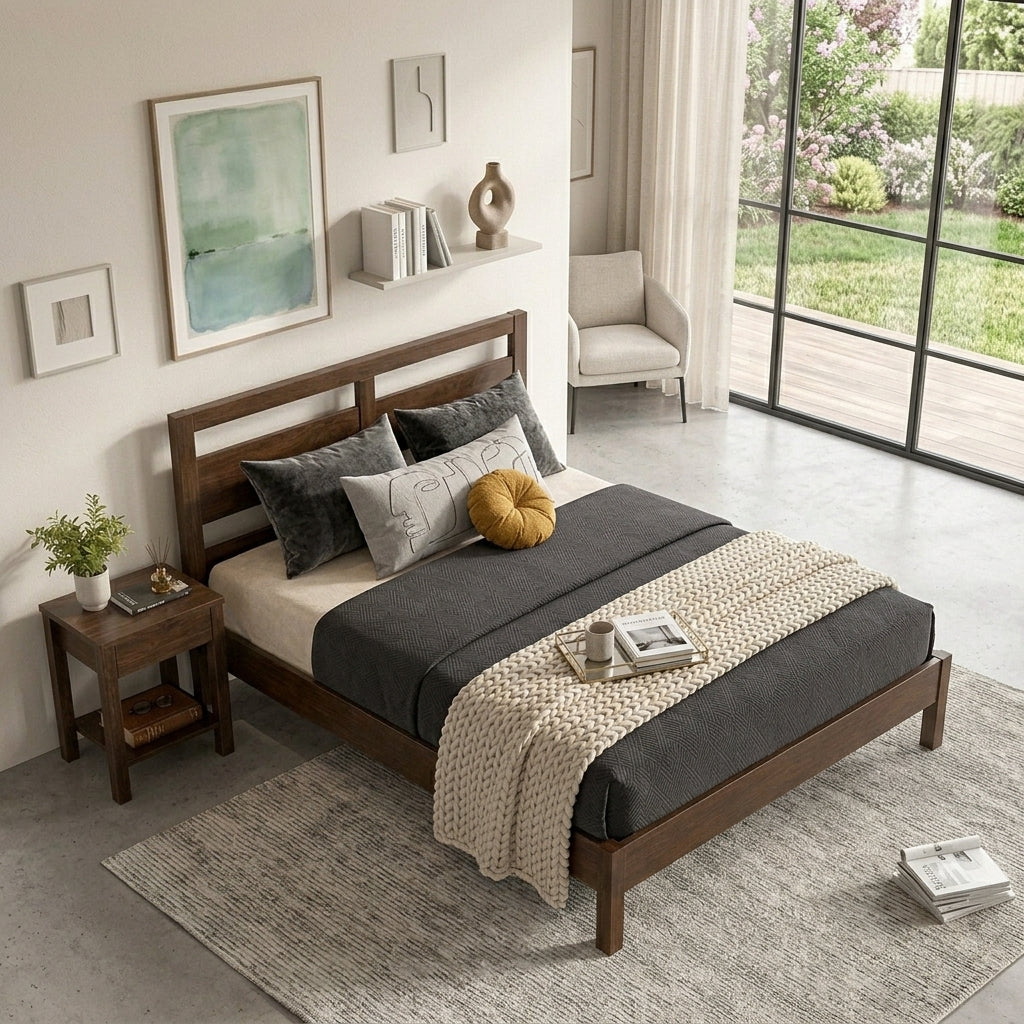Ashton New Jersey Solid Wood Bed | Queen & King Sized-1