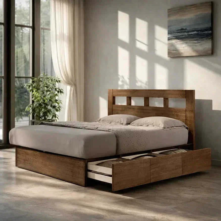 Ashton 6-Drawer Solid Wood Queen Size Storage Bed