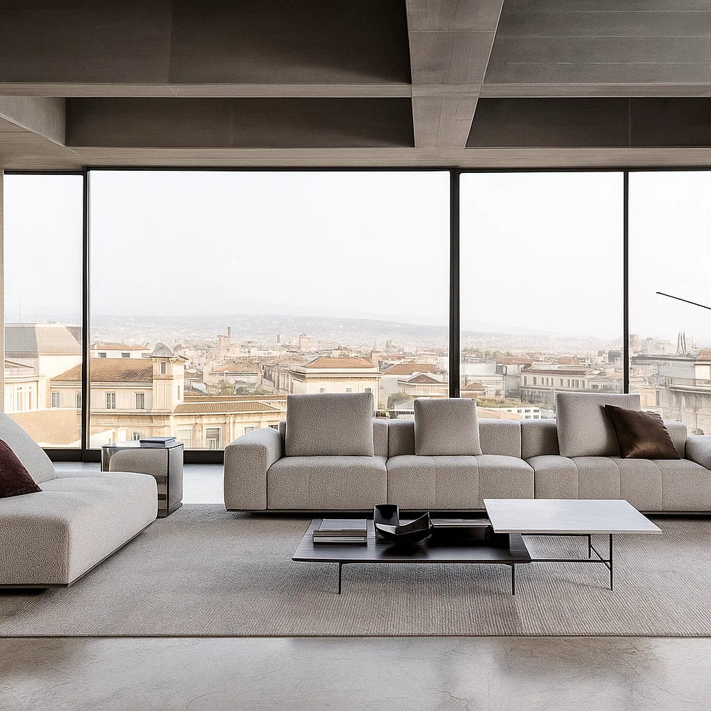Branton (SF12022) - Italian Minimalist Custom Sofa Bespoke in Leather &amp; Fabric