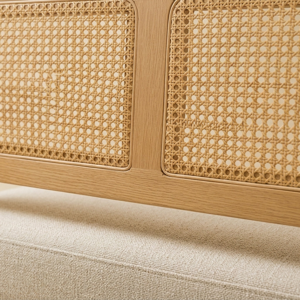 Calamus IT-311 Solid Wood Chair | Bench | Fabric Seat | Rattan Weave | Special Offer