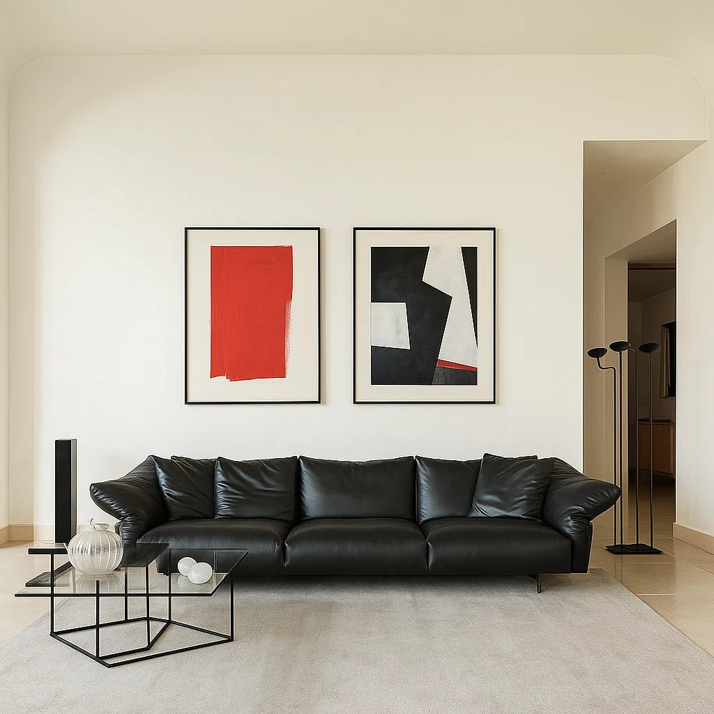 Caldoro (SF12039) - Italian Minimalist Custom Sofa Bespoke in Leather &amp; Fabric