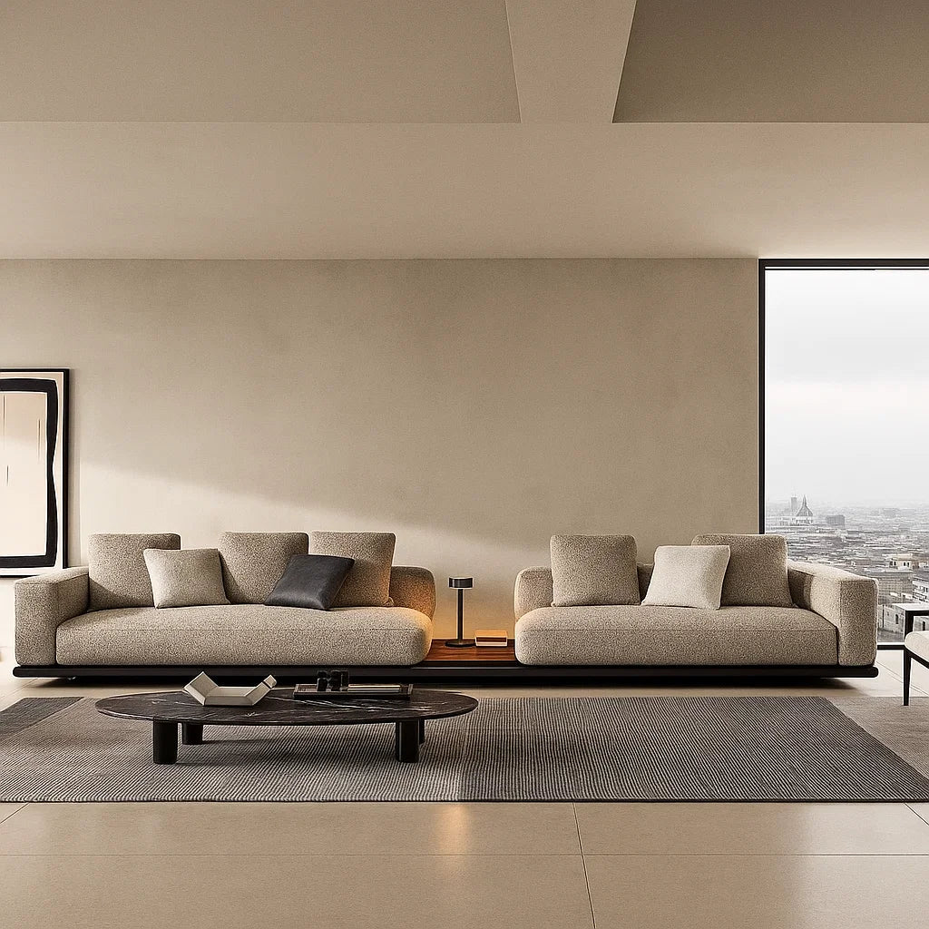 Cavora (SF12004) - Italian Minimalist Custom Sofa Bespoke in Leather &amp; Fabric