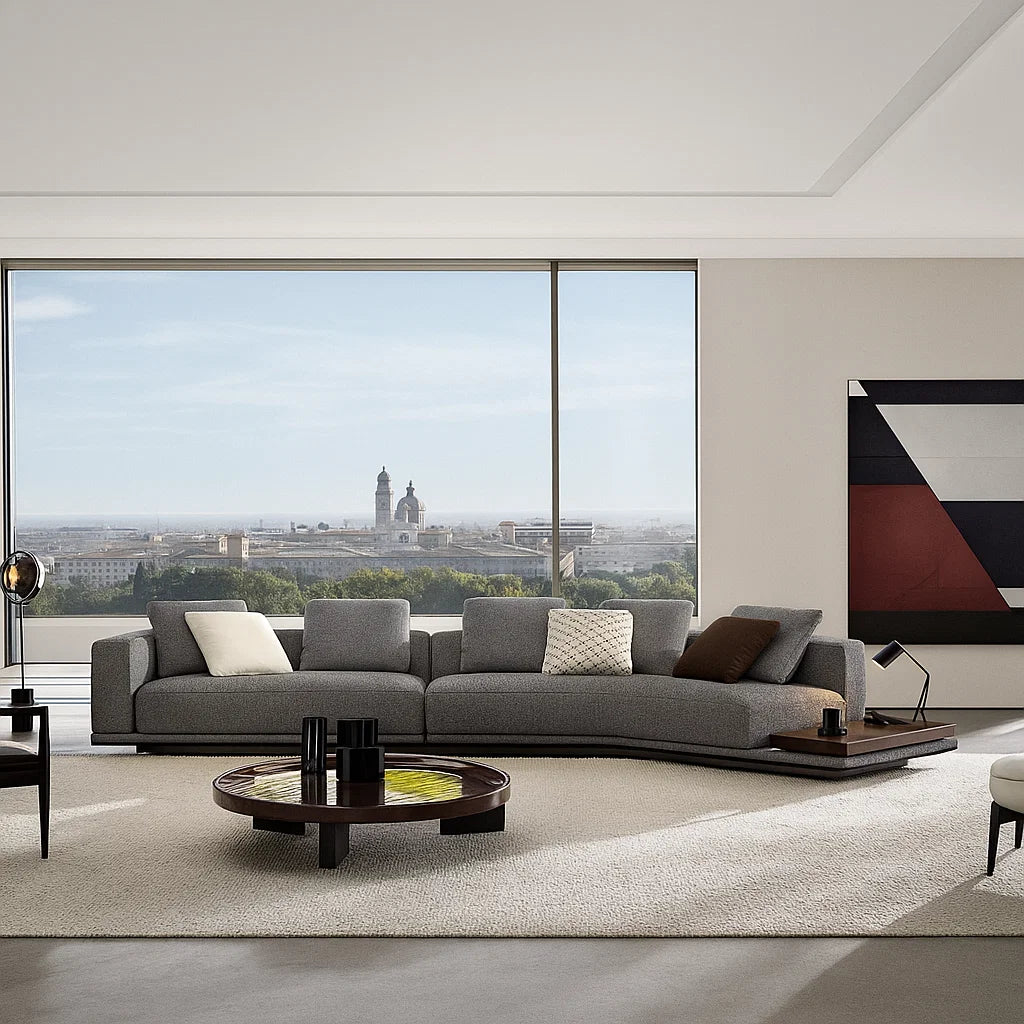 Cavora (SF12004) - Italian Minimalist Custom Sofa Bespoke in Leather &amp; Fabric