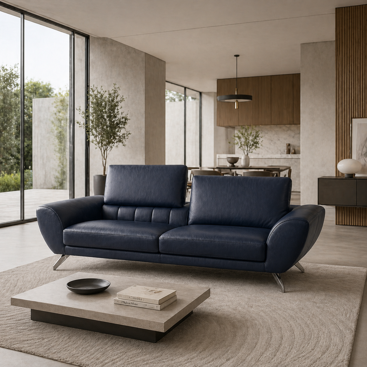 Alba Custom Mid Century Minimalist Design 3-Seater Sofa with Flexible Backrest | Pet Friendly Fabric & Leather