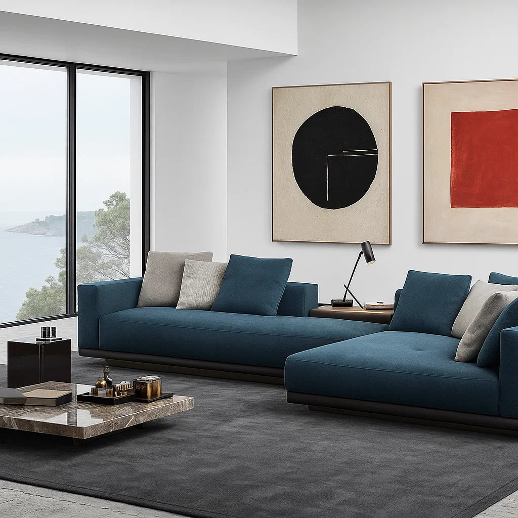 Corvan (SF12015)- Italian Minimalist Custom Sofa Bespoke in Leather &amp; Fabric