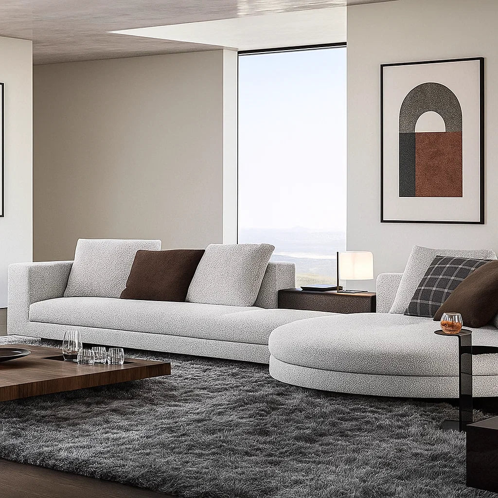 Corvan (SF12015)- Italian Minimalist Custom Sofa Bespoke in Leather &amp; Fabric