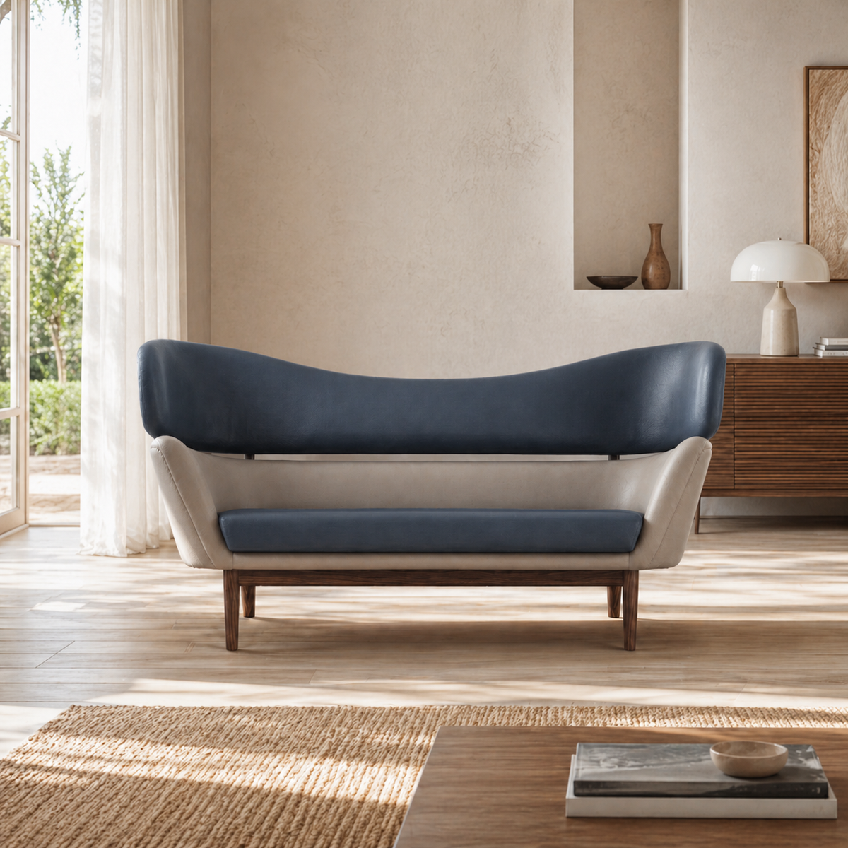 Cove CH2006 Custom Mid Century Minimalist Design 3-Seater Sofa | Italian Full Leather