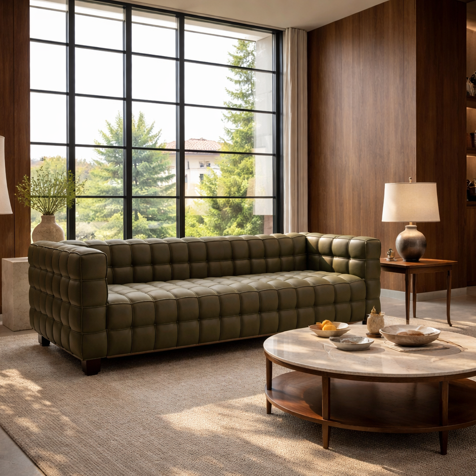 Cube CH2007 Custom Mid Century Minimalist Design 3-Seater Sofa | Pet Friendly Fabric & Leather
