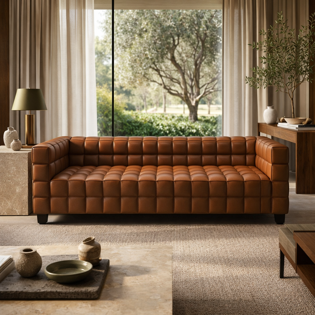 Cube CH2007 Custom Mid Century Minimalist Design 3-Seater Sofa | Pet Friendly Fabric & Leather