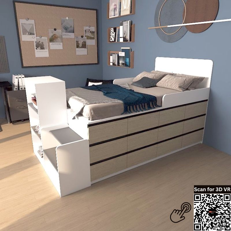 Custom Tatami High Platform Single/Super Single Size Captain Bed with 24 Built-in Soft-close Drawers