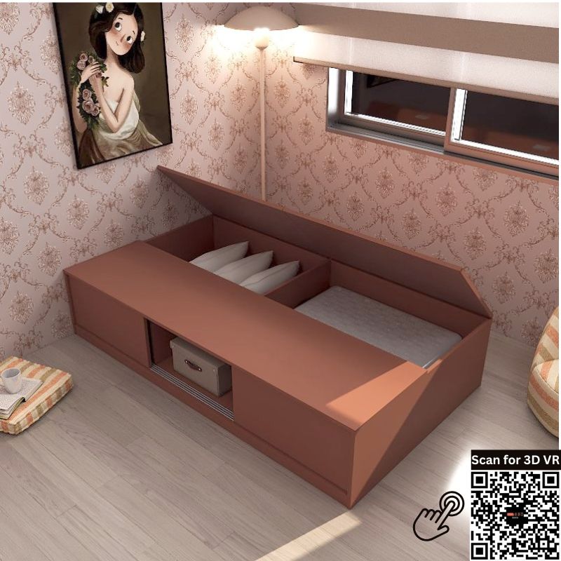 Custom Tatami Storage Bed Single Size -TSS5Picket&amp;Rail
