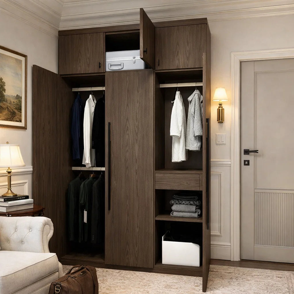 Custom Wardrobe System Length 1.2 - 1.5m 3 Door with drawer (Built-In or Freestanding) – Formaldehyde-Free, Durable Finish