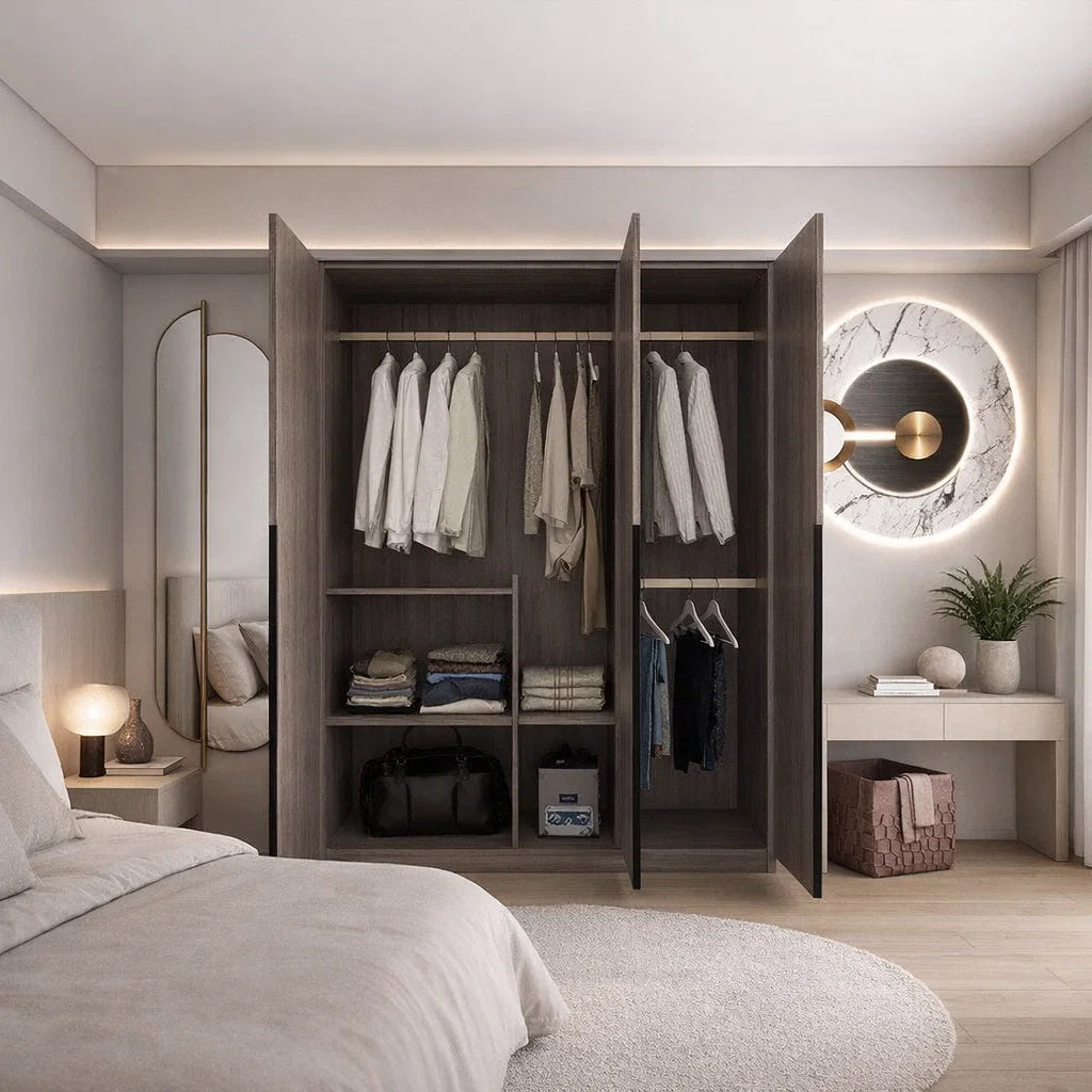 Custom Wardrobe System Length 1.2 - 1.5m Full Height Swing Door System with Drawer (Built-In or Freestanding)- SSW5