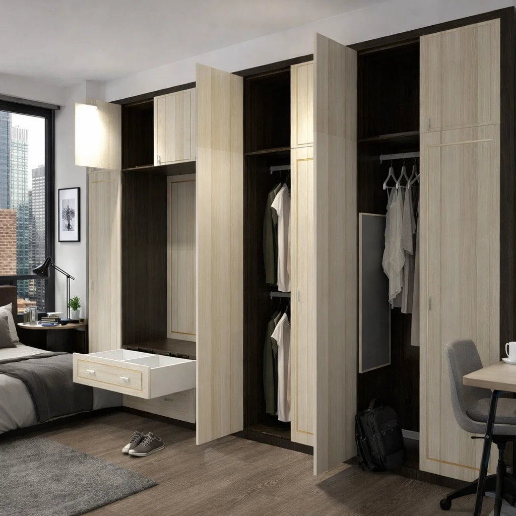 Custom Wardrobe System (Shawn) Length 2-3m Full Height Swing Door System (Built-In or Freestanding)