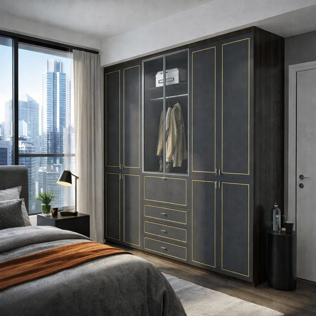 Custom Wardrobe System (Shawn) Length 1.5-2m Full Height Swing Door System (Built-In or Freestanding)-1