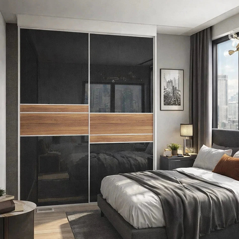 Custom Wardrobe System (Phantom) High Gloss Length 2m-3m Full Height Sliding Door System (Built-In or Freestanding)