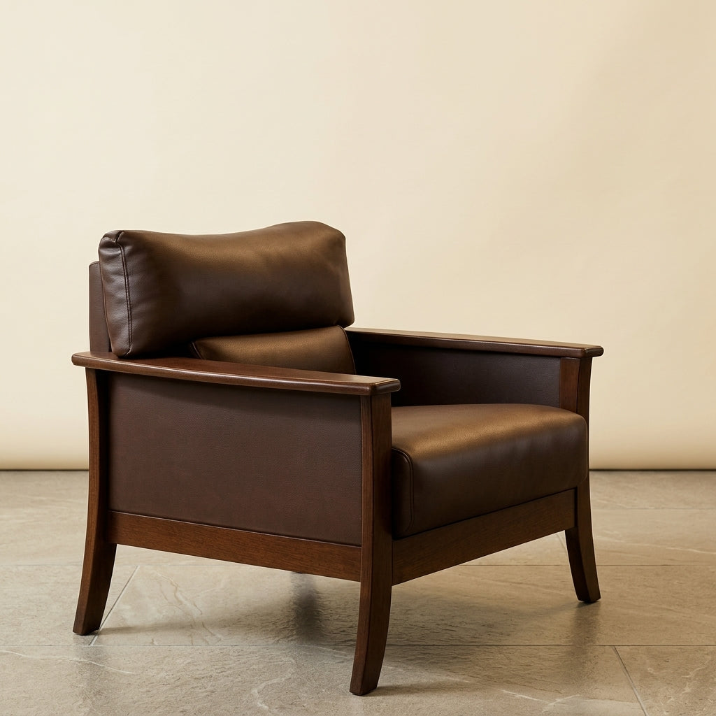 Davis Solid Wood Leather Sofa | 1-Seater | Special Offer
