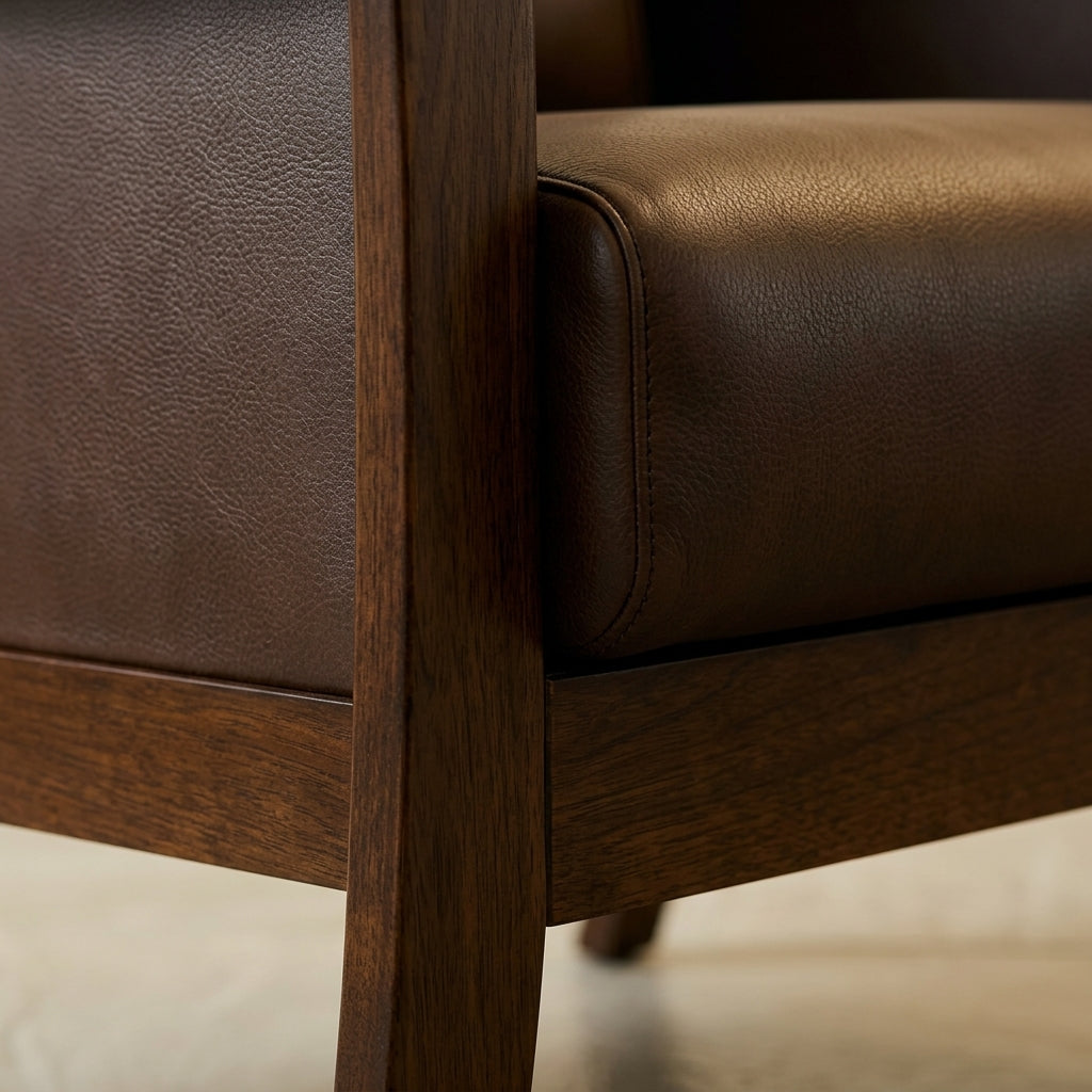 Davis Solid Wood Leather Sofa | 1-Seater | Special Offer