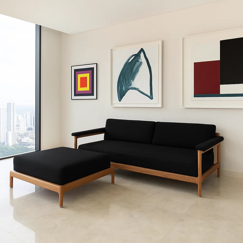 Dix® Solid Wood Series - The Neo DayBed (SF9434) Custom Solid Wood Leather Sofa 2/3 Seater Italian Minimalist Solid American Oak