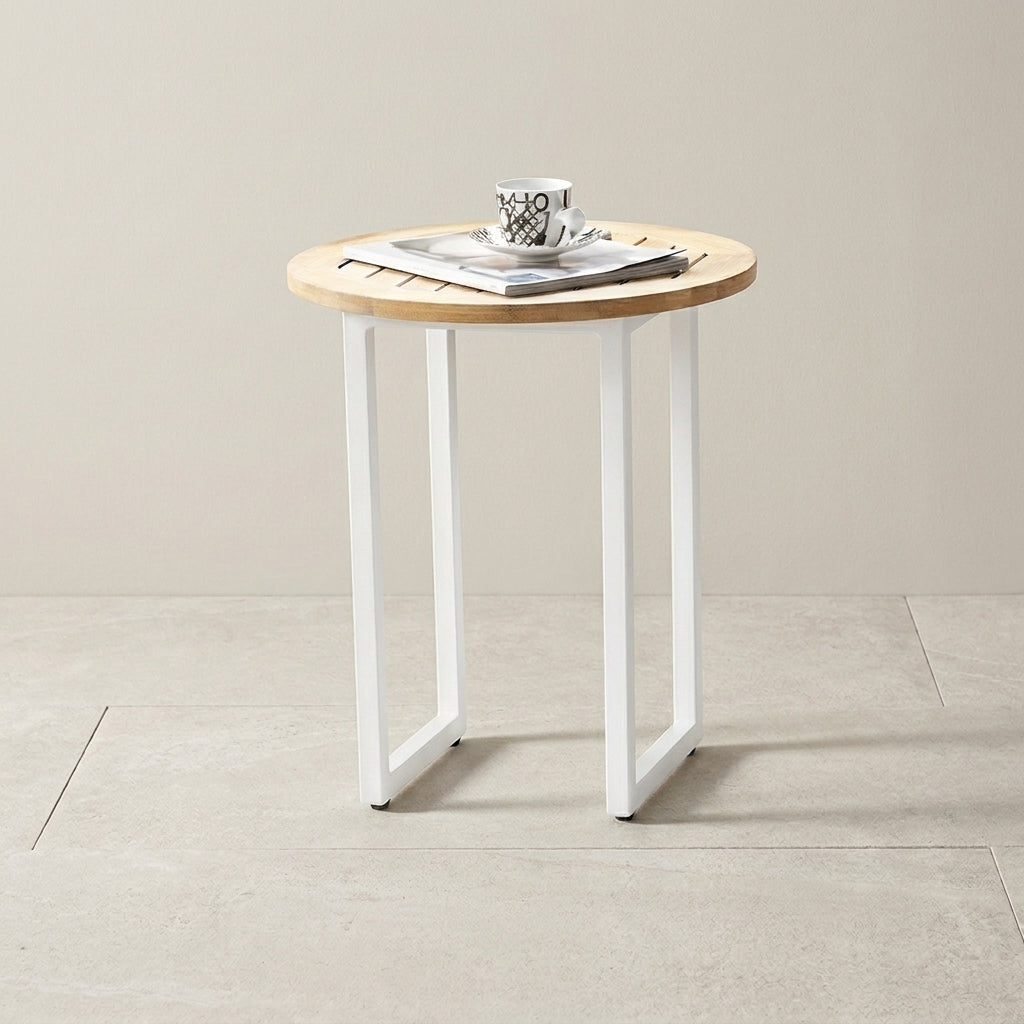 Edge Outdoor Coffee Table | Side Table | Powder-Coated Aluminum | Teak Top | WA2052