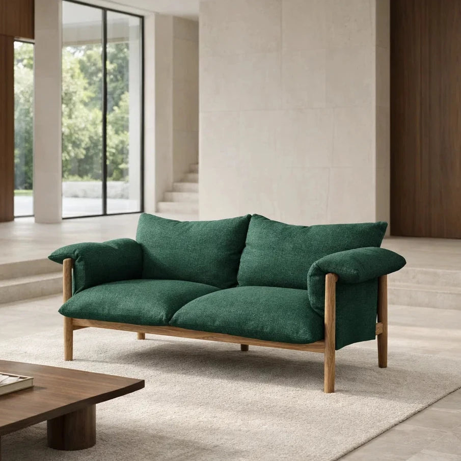 Emery SF2220 Custom Mid Century Minimalist Design 2-Seater Sofa | Italian Full Leather