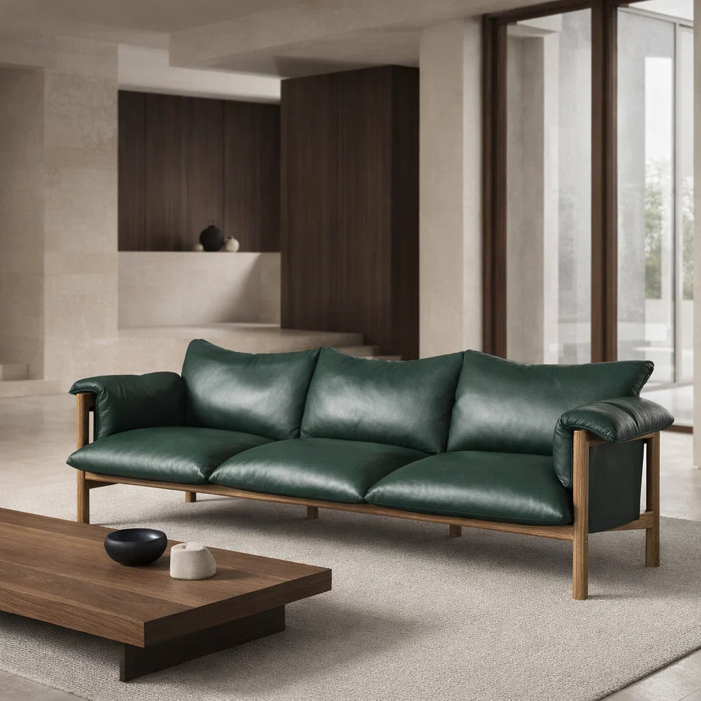 Emery SF2220 Custom Mid Century Minimalist Design 2-Seater Sofa | Italian Full Leather