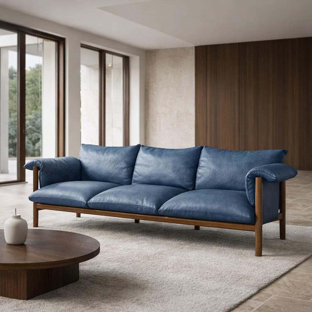 Emery SF2220 Custom Mid Century Minimalist Design 3-Seater Sofa | Pet Friendly Leather & Fabric